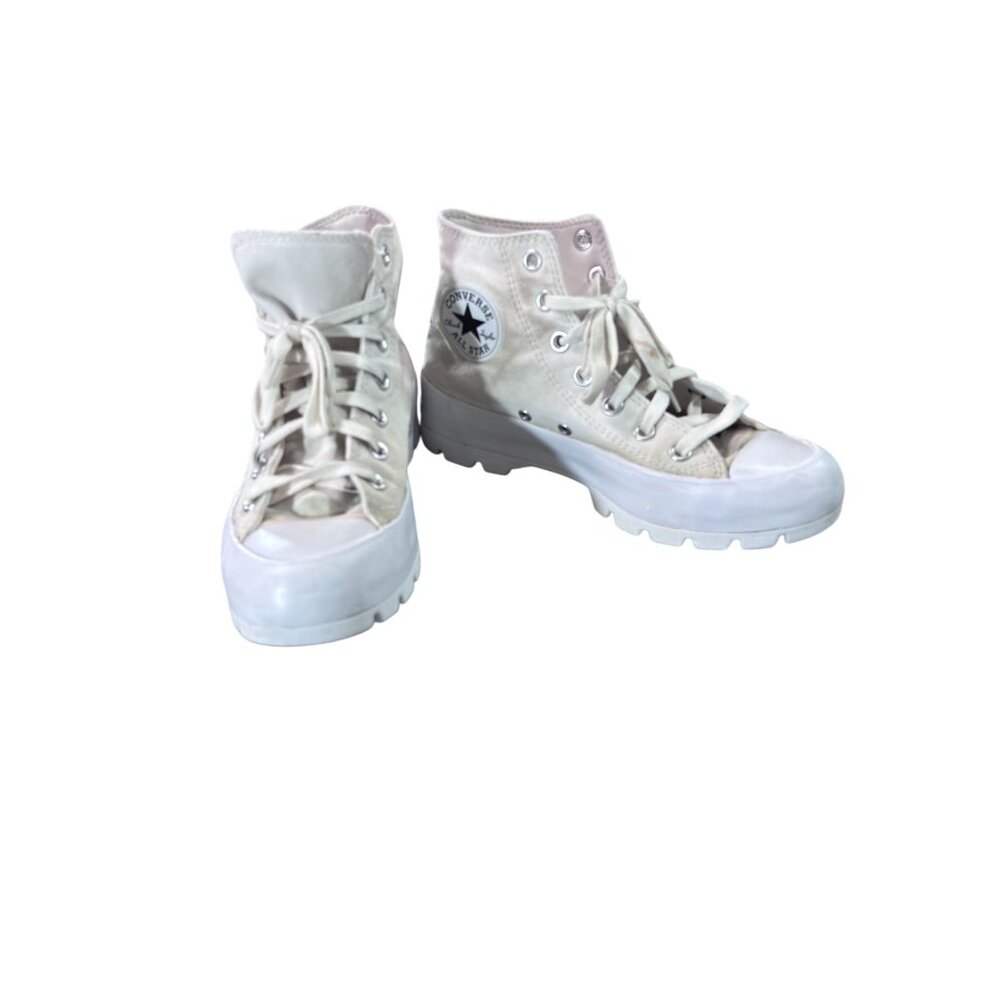Converse Womens High-Top Sneakers Size 7.5 White Canvas Lace-Up